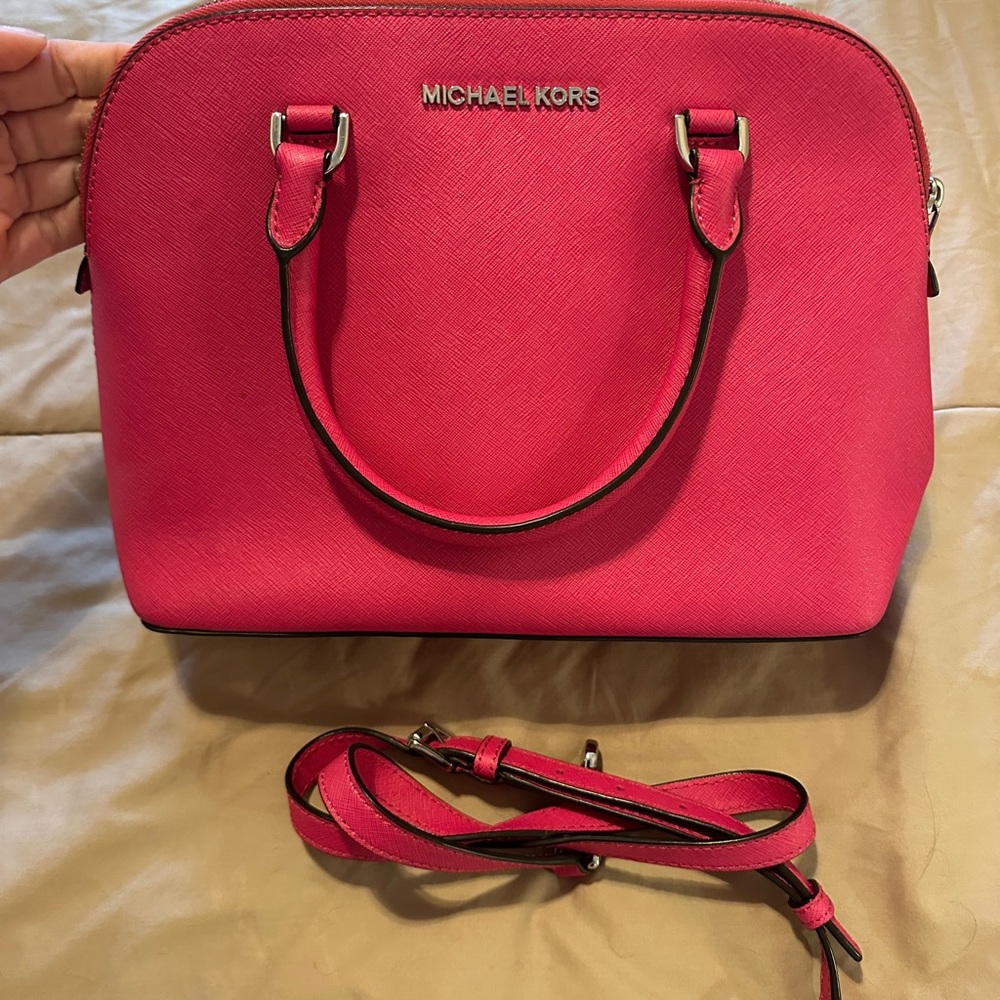 Michael Kors Hot Pink Saffiano Crossbody Satchel